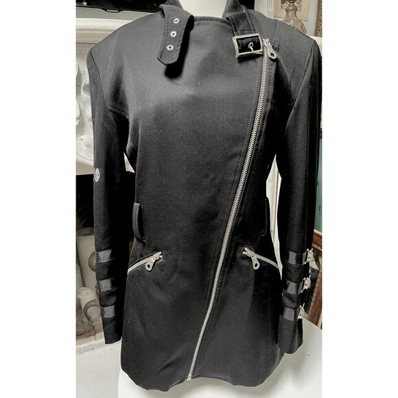 PARASUCO Vintage Black Silver Zipper jacket Blazer Wool 5 6 Canada - Picture 7 of 12